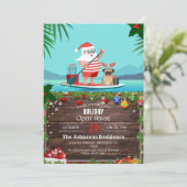 Sinterklaas en zijn pug op een surfbord kaart (Staand voorkant)