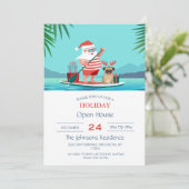 Sinterklaas en zijn pug op een surfbord kaart (Staand voorkant)