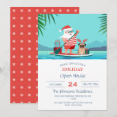 Sinterklaas en zijn pug op een surfbord kaart (Voorkant / Achterkant)