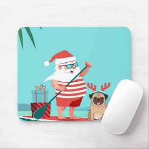 Sinterklaas en zijn pug op een surfbord muismat