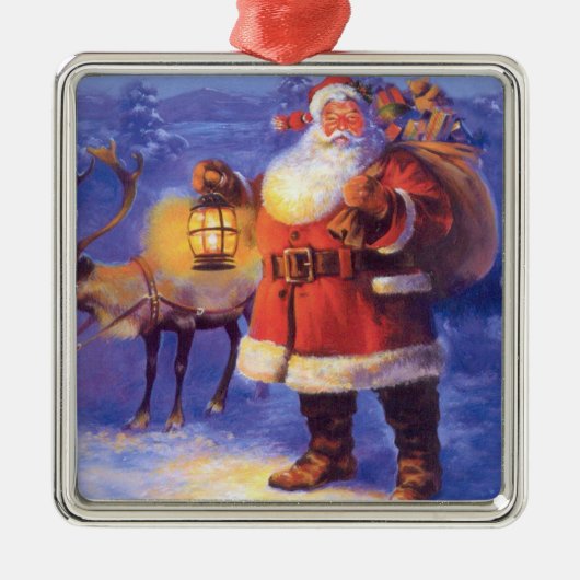 Sinterklaas en zijn rendier metalen ornament (Voorkant)