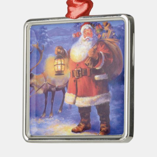 Sinterklaas en zijn rendier metalen ornament (Links)