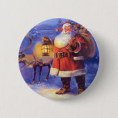 Sinterklaas en zijn rendier ronde button 5,7 cm (Voorkant)