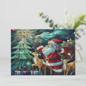 Sinterklaas en zijn rendierdragende geschenken bedankkaart (Staand voorkant)