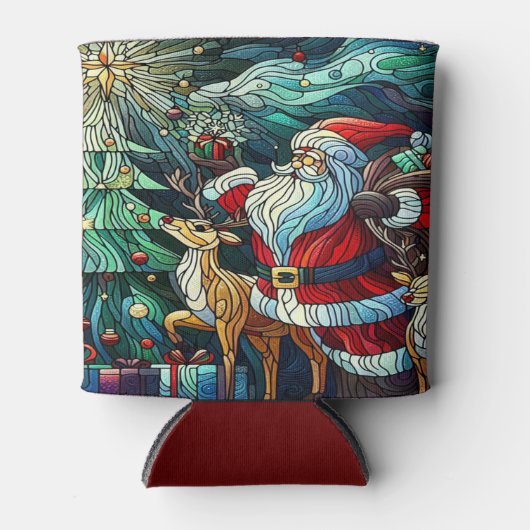 Sinterklaas en zijn rendierdragende geschenken blikjeskoeler (Voorkant)