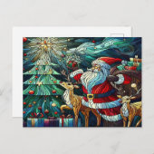 Sinterklaas en zijn rendierdragende geschenken briefkaart (Voorkant / Achterkant)