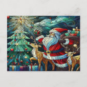 Sinterklaas en zijn rendierdragende geschenken briefkaart (Voorkant)