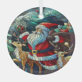 Sinterklaas en zijn rendierdragende geschenken glas ornament (Voorkant)