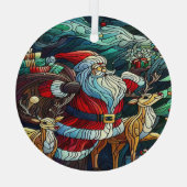 Sinterklaas en zijn rendierdragende geschenken glas ornament (Achterkant)