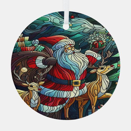 Sinterklaas en zijn rendierdragende geschenken glas ornament (Achterkant)