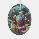 Sinterklaas en zijn rendierdragende geschenken glas ornament (Voorkant Rechts)