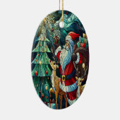 Sinterklaas en zijn rendierdragende geschenken keramisch ornament (Rechts)