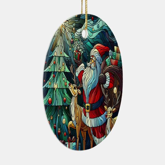 Sinterklaas en zijn rendierdragende geschenken keramisch ornament (Rechts)