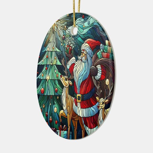 Sinterklaas en zijn rendierdragende geschenken keramisch ornament (Links)