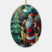 Sinterklaas en zijn rendierdragende geschenken keramisch ornament (Voorkant)