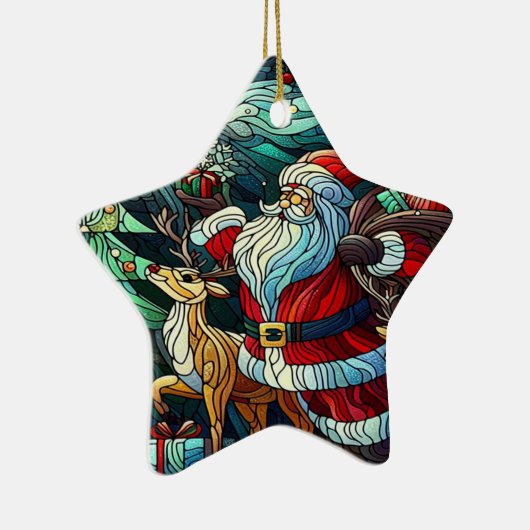 Sinterklaas en zijn rendierdragende geschenken keramisch ornament (Rechts)