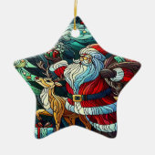 Sinterklaas en zijn rendierdragende geschenken keramisch ornament (Voorkant)