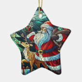 Sinterklaas en zijn rendierdragende geschenken keramisch ornament (Links)