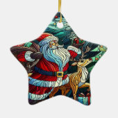 Sinterklaas en zijn rendierdragende geschenken keramisch ornament (Achterkant)