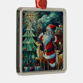 Sinterklaas en zijn rendierdragende geschenken metalen ornament (Rechts)