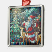 Sinterklaas en zijn rendierdragende geschenken metalen ornament (Links)