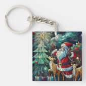 Sinterklaas en zijn rendierdragende geschenken sleutelhanger (voorkant)