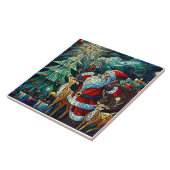Sinterklaas en zijn rendierdragende geschenken tegeltje (Zijkant)