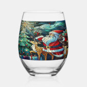 Sinterklaas en zijn rendierdragende geschenken wijnglas zonder voet (Voorkant)