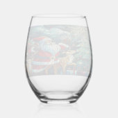 Sinterklaas en zijn rendierdragende geschenken wijnglas zonder voet (Achterkant)