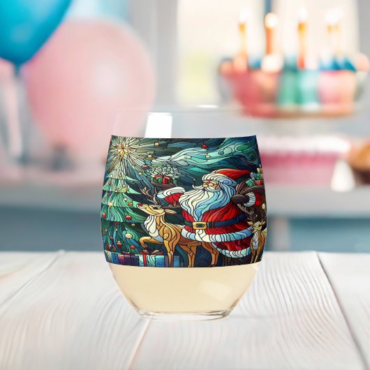Sinterklaas en zijn rendierdragende geschenken wijnglas zonder voet (Insitu (Baby Shower))