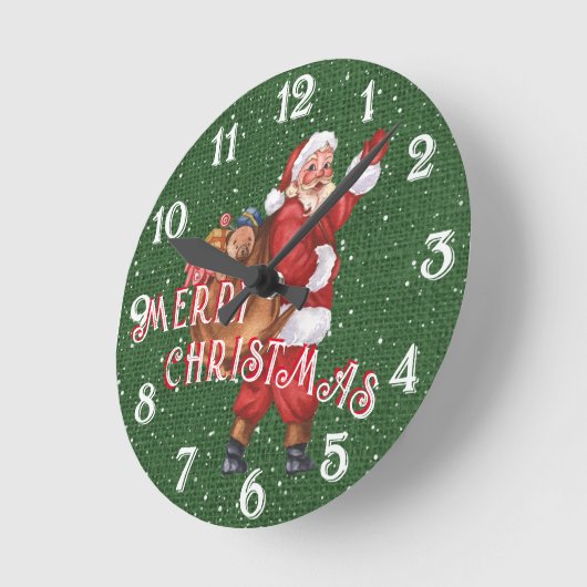 Sinterklaas en zijn tas met speelgoed - pretkerst ronde klok (Hoek)