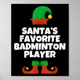 Sinterklaas Favoriete Badminton Speler Kerstmuts P Poster