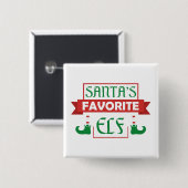 Sinterklaas' favoriete elf vierkante button 5,1 cm (Voorkant /achterkant)
