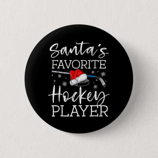 Sinterklaas favoriete ijshockeyspeler grappige pyj ronde button 5,7 cm (Voorkant)