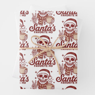 Sinterklaas' Favoriete Kerstskelet Snarky Kerstmis Inpakpapier Vel