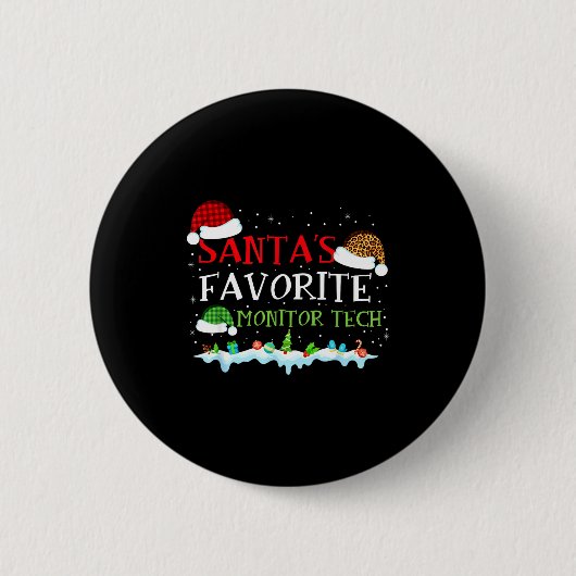 Sinterklaas' favoriete monitor tech leuk kerstfees ronde button 5,7 cm (Voorkant)