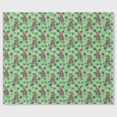 Sinterklaas Frenchie Pootafdruk Patroon op Groen Cadeaupapier (Vlak)