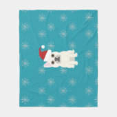 Sinterklaas Frenchie, Sneeuwvlokken Blauw Fleece Deken (Voorkant)