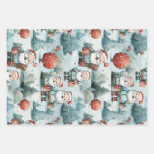 Sinterklaas Frosty het Sneeuw Man Kerst Inpakpapier Vel (Voorkant 3)