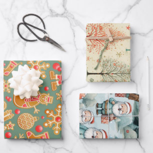 Sinterklaas Frosty het Sneeuw Man Kerst Inpakpapier Vel