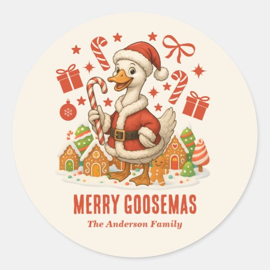 Sinterklaas Gans Kerstvakantie Ronde Sticker (Voorkant)
