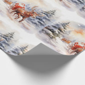 Sinterklaas geeft cadeaus in een besneeuwd wonderl cadeaupapier (Hoek)