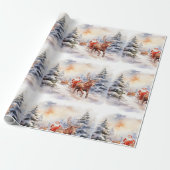 Sinterklaas geeft cadeaus in een besneeuwd wonderl cadeaupapier (Uitgerold)