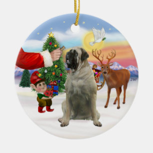 Sinterklaas geeft een traktatie - Bull Mastiff Keramisch Ornament