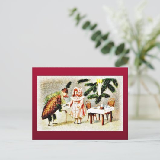 Sinterklaas gekleed als ananas en wenst een gi feestdagenkaart (Staand voorkant)