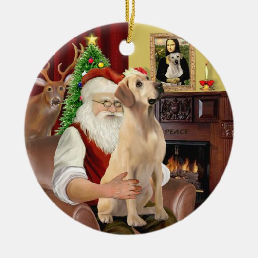 Sinterklaas' Gele Lab Keramisch Ornament (Voorkant)