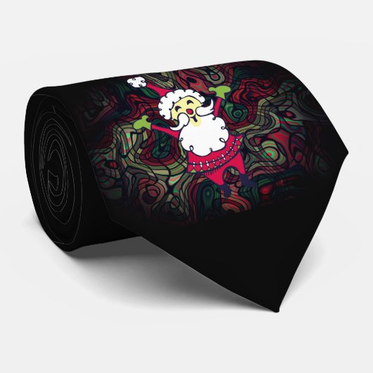 Sinterklaas Gelukkig Rood Groen Zwart Kerst Stropd Stropdas (Opgerold)