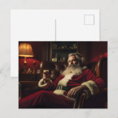 Sinterklaas geniet van een feestelijke Drink Feestdagenkaart (Voorkant / Achterkant)