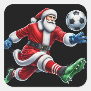 Sinterklaas geniet van een levendige voetbalwedstr vierkante sticker