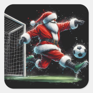 Sinterklaas geniet van een levendige voetbalwedstr vierkante sticker